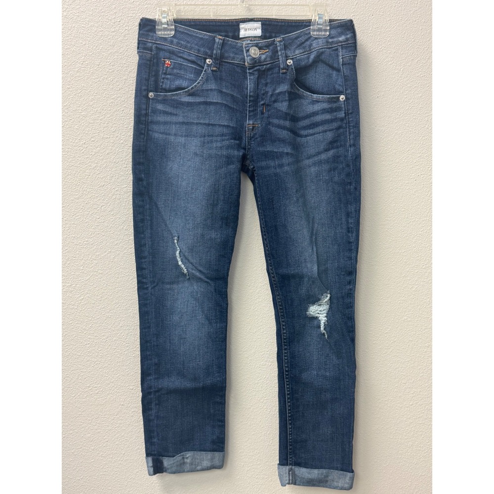 Hudson Jeans Distressed Denim Blue Wash Relaxed Fit Size‎ 27